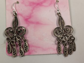 Sterling Silver Dangle Pierced Earrings