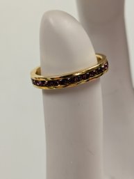 Gold Over Sterling Ring With Dark Purple CZ Stones Size 7