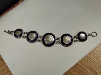 Vintage Sterling Silver And Lapis Bracelet