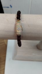 Gold Over Sterling Garnet And Opal Bracelet