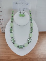 Green Necklace And Earring Set
