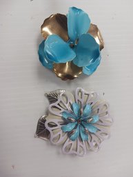 Vintage Blue Flower Pins