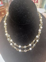Faux Pearl And Rhinestone Necklace
