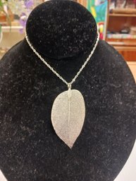 Silvertone Leaf Necklace