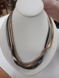 Tri Color Triple Strand Necklace