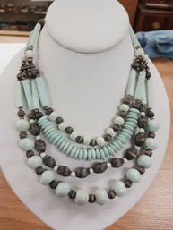 Double Strand Green Bead Necklace