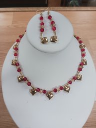 Heart Necklace And Earrings