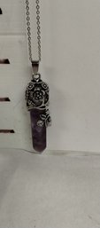 Beautiful Amethyst Pendulum W/stainless Steel Chain