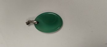 Sterling Silver And Aventurine (?) Pendant