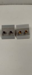 Set Of 2 Sterling Silver And CZ Post Earrings Lot 1