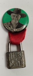 Vintage Hopalong Cassidy Pin W/attached Padlock (no Key)