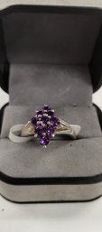 Sterling Silver And Dark Purple Stone Ring Size 9