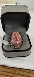 Sterling Silver And Rhodochrosite (?)ring Size 6