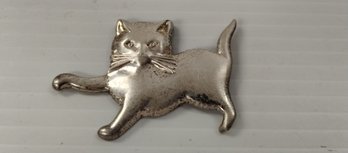 Vintage Sterling Silver Cat Brooch
