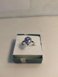 Sterling Silver And Blue Topaz (?) Ring Size 8