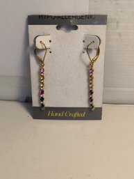 18kt Gold Over Sterling Multi Stone Pierced Earrings