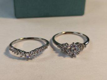 Sterling Silver And CZ Wedding Set