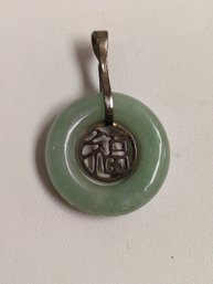 Avon .925 Sterling Silver And Jade (?) Pendant