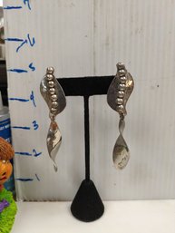 Large Dangle Pierced Earrings .925 Sterling Silver