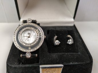 Vintage Elizabeth Taylor White Diamond Watch And Earrings Set