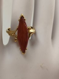 Vintage Avon Goldtone Faux Amber Ring Size 7