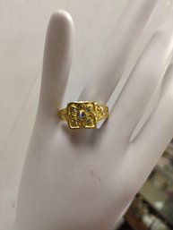 Goldtone And CZ Poison Ring Size 12