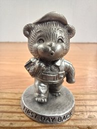 Avon Pewter Bear,  First Day Back