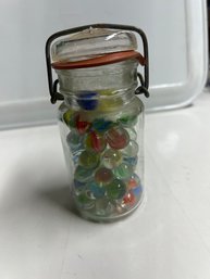 Vintage Glass Jar With 60 Marbles