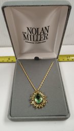 Nolan Miller Glamour Collection Goldtone W/green And Yellow Czs