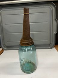 Vintage Oil Har Spout On A Blue Ball Perfect Mason Jar