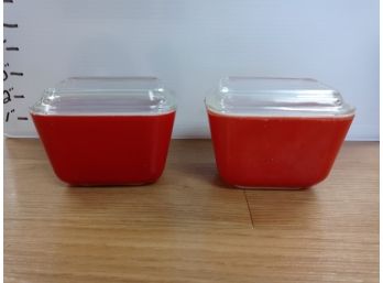 Vintage Pyrex Refrigerator Dishes Primary Color Red