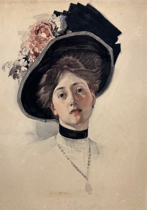 Orson Byron Lowell (1871-1956) Watercolor Portrait Of A Gibson Girl
