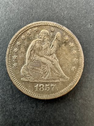 1857 Seated Liberty Quarter Coin