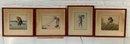 Lot Of 4 Antique Chinese Pastoral Watercolors On Paper