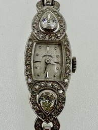 Women's Hamilton 14kt White Gold & Diamond Art Deco Watch