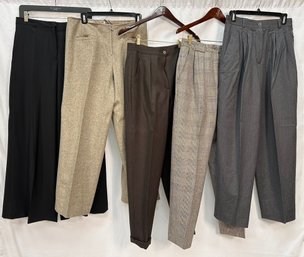 ( 5) Pairs Of Women's Wool Pants : Armani, Jil Sander, Ferragamo, Kors,size US  6 & 8 And EU 38 & 40