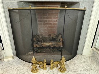 3 Pc. Fireplace Lot, Louis XV Style Chenets