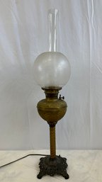 Electrified Bradley & Hubbard Brass Oil Lamp