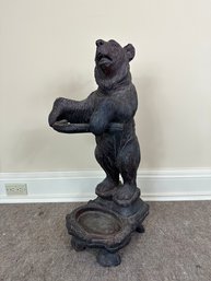 Faux Carved Black Walnut Umbrella Stand Of A Bear