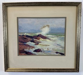 Frederick W. Oliver (1876-1963) Gouache On Board, Waves Crashing