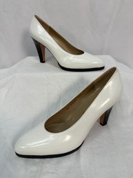 Salvatore Ferragamo Egg Shell White Leather High Heels US 9