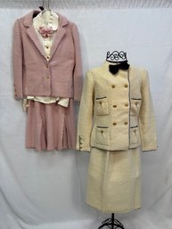 (2) Women's Wool Adolfo Suits With Accompanying Silk Blouses Estimated Size 10