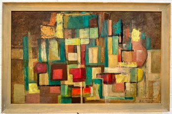 Elizabeth H. Frisch (CT/MA, 1910-1980) Abstract Composition, Oil On Masonite