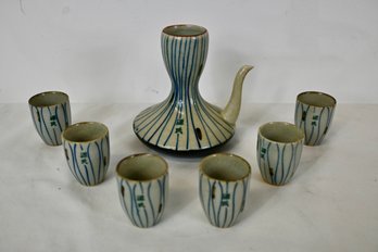 7 Pc. Mid Century Genji Ceramic Sake Set