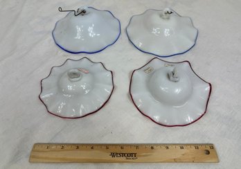 Lot Of 4 Milk Glass Ruffled Edge Smoke Bells