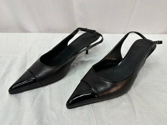 Women's Chanel Black Leather Pump Shoes Size 39.5'