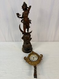 Art Nouveau Spelter Figural Clock