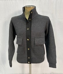 Women's Salvatore Ferragamo Gray Wool Button Down Sweater