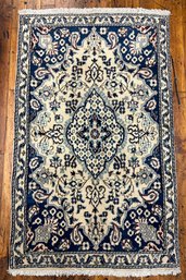 Vintage Persian Wool Nain Rug