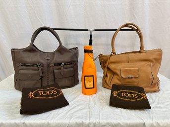 (2) Tod's Leather Handbags With Labeled Felt Bags